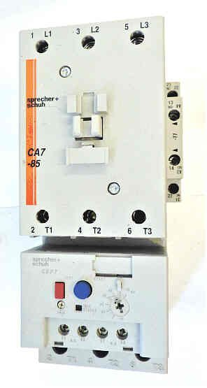 CONTACTOR, 12O VOIT, 3 POLE, WITH OVERLOAD, 85 AMP, S & S CA7-85-120 + CEP7