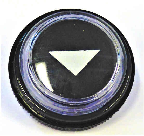 BUTTON, BLACK WITH WHITE ARROW, THYSSEN-KRUPP WITH HALO & RETAINER 9739580