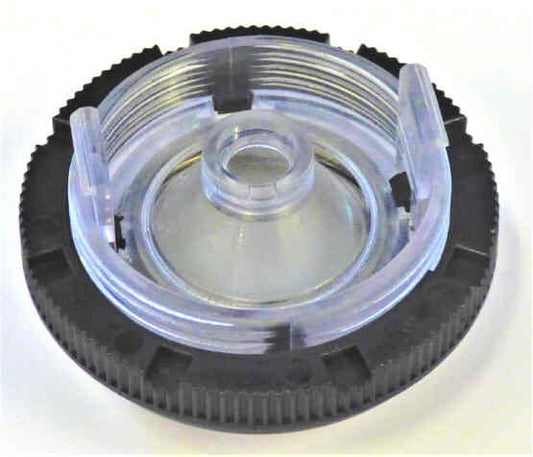 BUTTON, BLACK WITH WHITE ARROW, THYSSEN-KRUPP WITH HALO & RETAINER 9739580