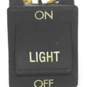 SWITCH, ROCKER, MAINTAINED, DPDT, MARKED ON-LIGHT-OFF, CABINET USE