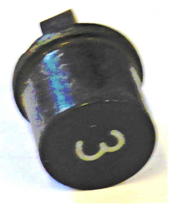 BUTTON, HI-HAT, BLACK, MARKED # 3, 3/4 DIA. X 3/4 HIGH OTIS # 323W1