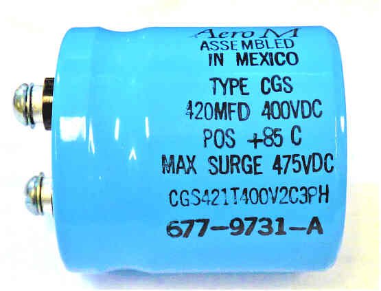 CAPACITOR, CGS, 420MFD @ 400 VDC, COMPUTER GRADE, AEROM  CGS421T400V2C3PH