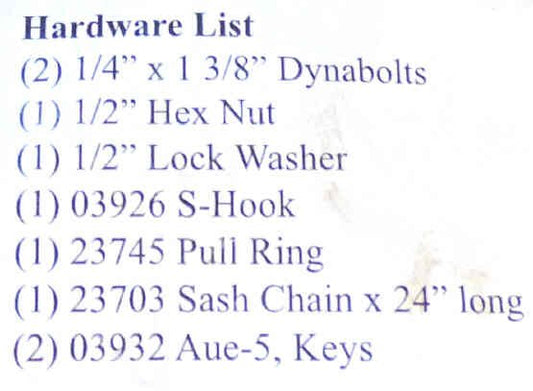 KIT, CHAIN, UNLOCKING, MANUAL DOORS PEELLE # 238002