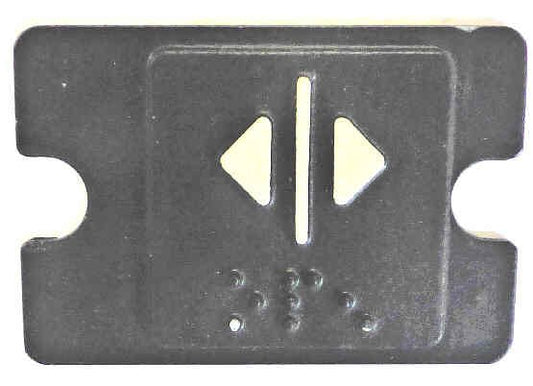 PLATE, BRAILLE, 1 1/4 SQUARE MOUNTED ON 2.25 X 1.5 BACK MARKED DOOR OPEN