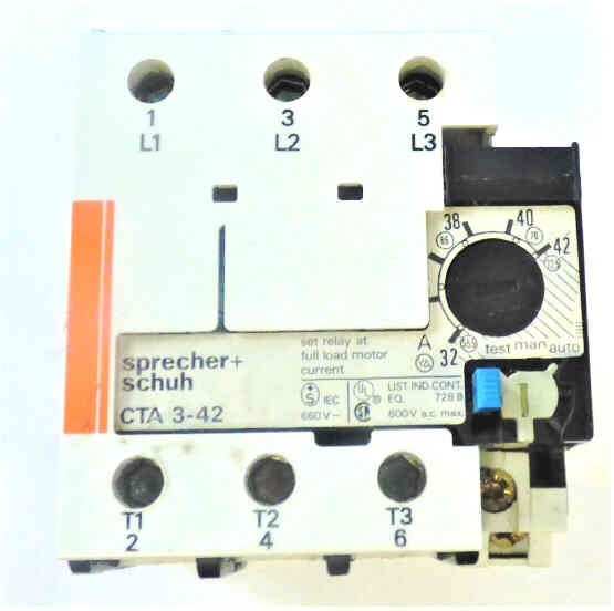RELAY, OVERLOAD, 3 PHASE, 600VAC SPRECHER+SCHUH # CTA 3-42