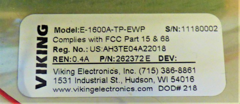 PHONE, EMERGENCY, SS FACEPLATE, ADA COMPLIANT VIKING # E-1600A-TP-EWP