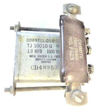 CAPACITOR, 1 MFD 1000VDC WITH 2500 OHM RESISTOR VINTAGE TJ10010G