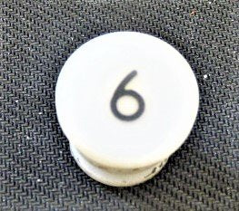 BUTTON, WHITE, TYPE 'H', MARKED # 6 IN BLACK HAUGHTON # 3-40080-06