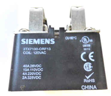 RELAY, POWER, DPDT, 120 VAC SIEMENS # 3TX7130-ORF13