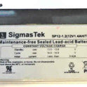 BATTERY, LEAD ACID, 12 VOLTS, RECHARGEABLE SIGMASTEK # SP12-1.2