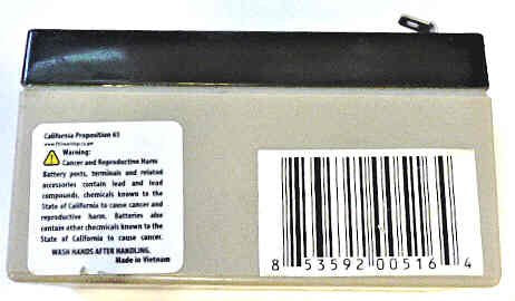 BATTERY, LEAD ACID, 12 VOLTS, RECHARGEABLE SIGMASTEK # SP12-1.2