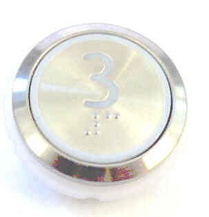 PUSHBUTTON, MARKED 3, ROUND, FLUSH, WITH BRAILLE KONE 51071091H03