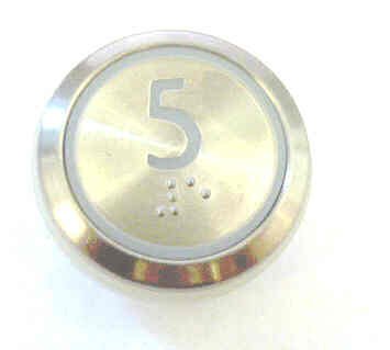 PUSHBUTTON, MARKED 5, ROUND, FLUSH, WITH BRAILLE KONE 51071091H03