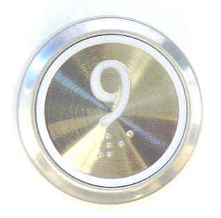 PUSHBUTTON, MARKED 9, ROUND, FLUSH, WITH BRAILLE KONE 51071091H03