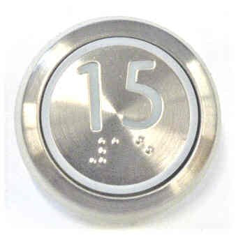 PUSHBUTTON, MARKED 15, ROUND, FLUSH, WITH BRAILLE KONE 51071091H03