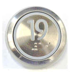 PUSHBUTTON, MARKED 19, ROUND, FLUSH, WITH BRAILLE KONE 51071091H03