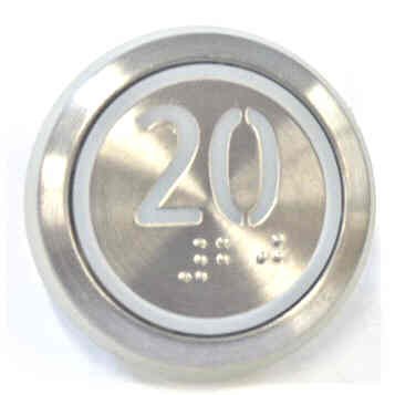PUSHBUTTON, MARKED 20, ROUND, FLUSH, WITH BRAILLE KONE 51071091H03
