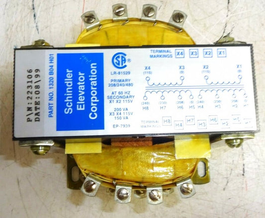 TRANSFORMER, 150VA, 208/240/460 PRI, 115V SEC SCHINDLER # 1320B04H01