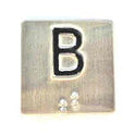 PLATE, BRAILLE, STAINLESS FINISH SELF ADHESIVE, 1 1/4 SQUARE MARKED B