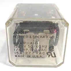 RELAY, POWER, DPDT, 120VAC, 15A, KUP BASE POTTER BRUMFIELD # KUMP11A18-120