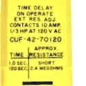 TIMER, 1-120 SECS ON DELAY, DPDT, KUP, 120 VAC, 10A@277 VAC P & B # CUF-42-70120