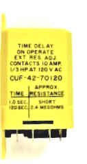 TIMER, 1-120 SECS ON DELAY, DPDT, KUP, 120 VAC, 10A@277 VAC P & B # CUF-42-70120