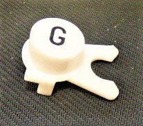 BUTTON, WHITE, ENGRAVED, BLACK 'G' DOVER # 106734