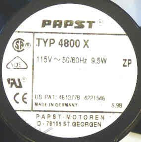 FAN, CONTROLLER COOLING, AXIAL, METAL 115VAC PABST TYP4800X