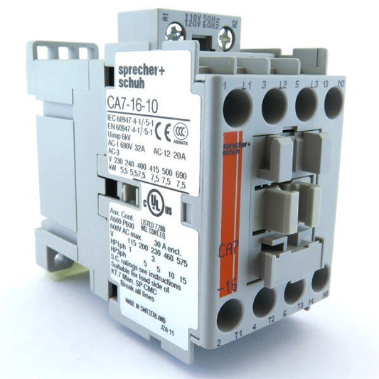 CONTACTOR, 3 POLE, 16 AMP, 120 VAC COIL SPRECHER & SCHUH CA7-16-10-120