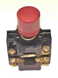 BUTTON, RED, BLANK, USED ON EARLY SERGE HALL STATIONS AB # X49579R