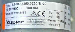 ENCODER, 10-30 VDC, 100 MA KONE #KM51464717 KUBLER 8.5000.8350.0250.S120
