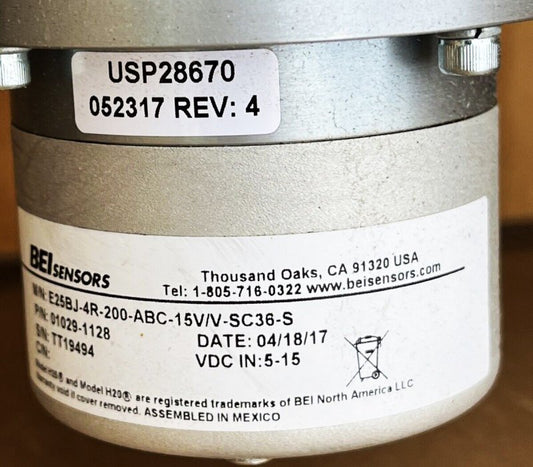 ENCODER, 5-15VDC, 2048 PPR, KONE # USP28670, BEI # E25BJ-4R-2048-ABC-15V/V-SC36-