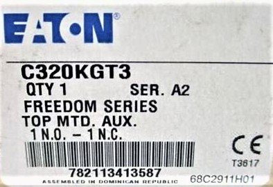 CONTACT, AUXILIARY, TOP MOUNT, NEMA 00-2, 1 N.O/ 1 N.C.,  EATON # C320KGT3