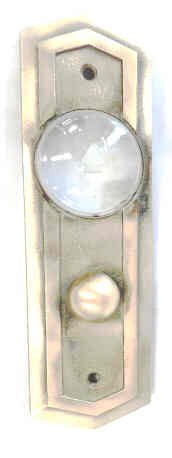 STATION. HALL, BRASS WITH ROUNDEL AND PUSHBUTTON ,OTIS CASTING # 147TA