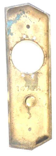 STATION. HALL, BRASS WITH ROUNDEL AND PUSHBUTTON ,OTIS CASTING # 147TA