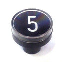 BUTTON, CLEAR CAP, 1 DIAMETER, MARKED #5 OTIS # A323BD1-5