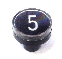 BUTTON, CLEAR CAP, 1 DIAMETER, MARKED #5 OTIS # A323BD1-5