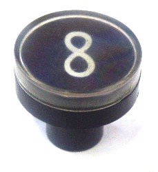 BUTTON, CLEAR CAP, 1 DIAMETER, MARKED #8 OTIS # A323BD1-8