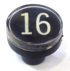 BUTTON, CLEAR CAP, 1 DIAMETER, MARKED #16 OTIS # A323BD1-16