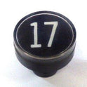 BUTTON, CLEAR CAP, 1 DIAMETER, MARKED #17 OTIS # A323BD1-17