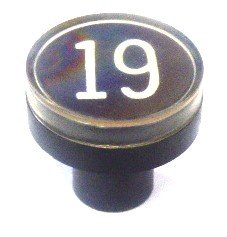 BUTTON, CLEAR CAP, 1 DIAMETER, MARKED #19 OTIS # A323BD1-19