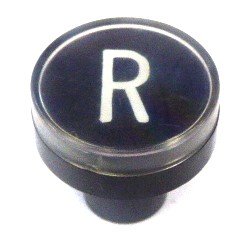 BUTTON, CLEAR CAP, 1 DIAMETER, MARKED R OTIS # A323BD1-R