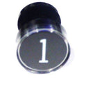 BUTTON, CLEAR CAP, 1 DIAMETER, MARKED #1 OTIS # A323BD1-1