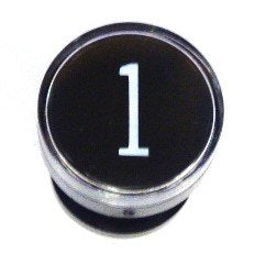 BUTTON, CLEAR CAP, 1 DIAMETER, MARKED #1 OTIS # A323BD1-1