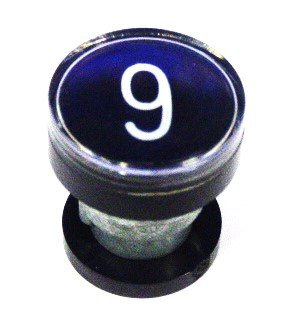 BUTTON, CLEAR CAP, 1 DIAMETER, MARKED #6 OR 9 OTIS # A323BD1-6