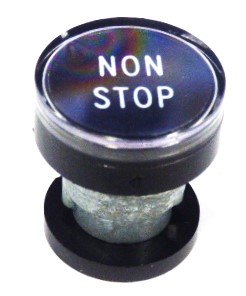 BUTTON, CLEAR CAP, 1 DIAMETER, MARKED NON STOP OTIS # A323BD1-NS