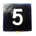 BUTTON, 7/8 SQUARE, MARKED # 5 OTIS # 323AS2