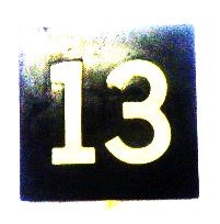 BUTTON, 7/8 SQUARE, MARKED # 13 OTIS # 323AS2