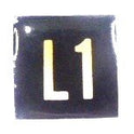 BUTTON, 7/8 SQUARE, MARKED L1 OTIS # 323AS2