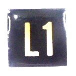 BUTTON, 7/8 SQUARE, MARKED L1 OTIS # 323AS2